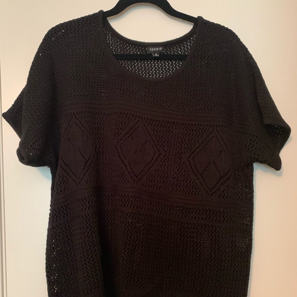 Black crochet knit sweater